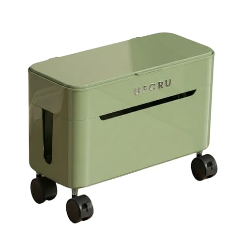 2-Tier Rolling Cable Management Box with Wheels (Large) – Mobile Power Strip Hider & Cord Organizer – Under Desk Wire Concealer & Charging Station Organizer – Baby & Pet Proof Safety (Matcha Green) - color: Matcha Green