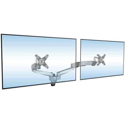 Mount-It! CLiX Dual Monitor Wall Mount, Gas Spring, Silver | TAA-compliant arms for 2 monitors 13-32" up to 19.8 lbs each, VESA 75/100, effortless height adjustable aluminum.