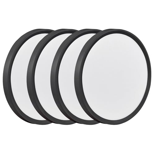 9Inch 4PK Black LED Flush Mount Ceiling Light,18W,1860LM, 3CCT Selectable | 3000K/4000K/6000K CCT Selectable, Black Close to Ceiling Round Flat Panel Light, Super Slim LED Ceiling Light for Bedroom - color: Black, size: 9"-4PK