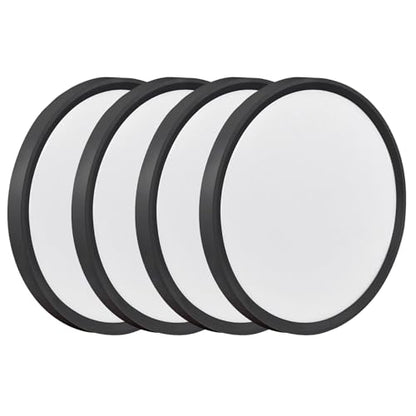 9Inch 4PK Black LED Flush Mount Ceiling Light,18W,1860LM, 3CCT Selectable | 3000K/4000K/6000K CCT Selectable, Black Close to Ceiling Round Flat Panel Light, Super Slim LED Ceiling Light for Bedroom - color: Black, size: 9"-4PK