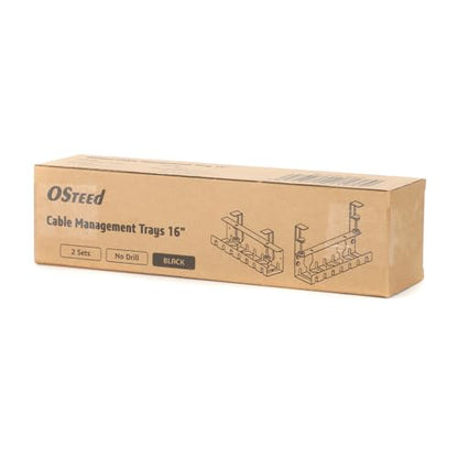 Under Desk Cable Management Tray 2 Pack Black, No Drill Cord Organizer with Clamp for Wire Management, Home & Office Accessories