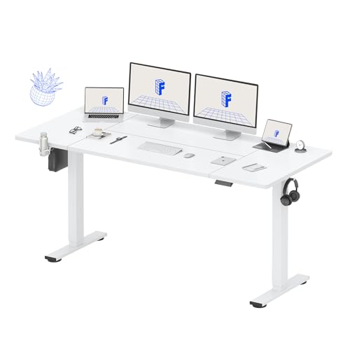 FLEXISPOT 79x32 Inch Electric Standing Desk, White | Large Workspace, Cable Management & Organizer, Cup Holder & Hook, Home Office, Multi-Monitor Setup - color: White, size: 79"x32"