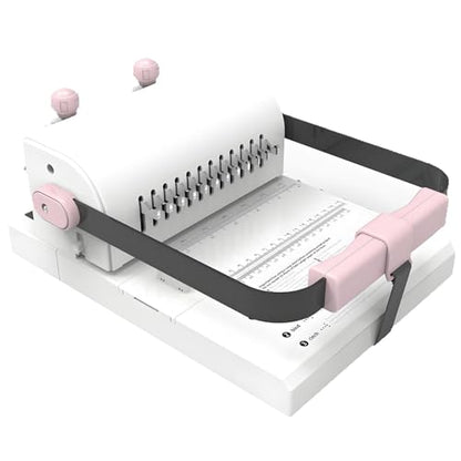 Double Coil Binding Machine with Electric Hole Puncher, 20 Sheet Capacity, Extended Ruler, and Pressure Ring Adjustment for Notebooks and Card Binding