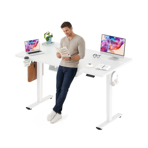 SANODESK 63''x32'' Large Electric Computer Height Adjustable Standing Desk - color: White Frame+white Top, size: 63x32"