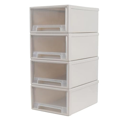4-Tier Plastic Drawer Tower, 18 Quart Storage Organizer Unit Bin | Stackable Container Drawers for Bedroom, Bathroom, Office, Lightweight, Easy-Clean, Space-Saving Storage - size: 18 Quart