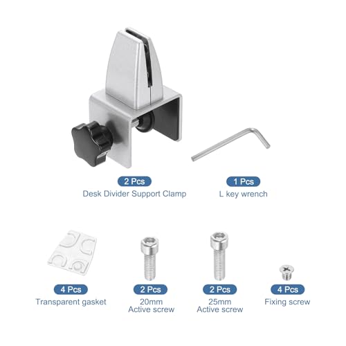 PATIKIL 1.8x1.3x2.1" Desk Divider Support Clamp 2Pcs Aluminum Desk Silver - color: Silver