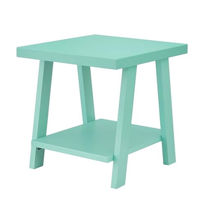 Roundhill Furniture Athens Contemporary Wood Shelf End Table in Teal - color: Teal