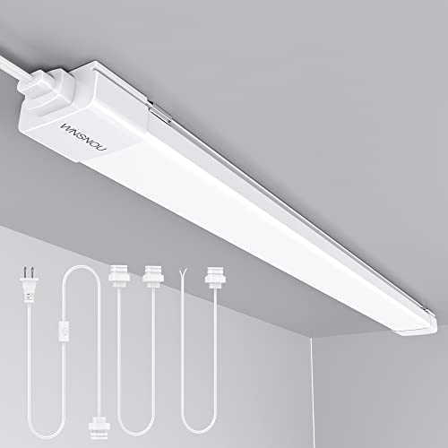 WNSNOU LED Shop Light With Plug, 4FT Waterproof Linkable Tube, 36W Cabinet Lighting 5000K Wired Electric Ceiling With ON/Off Switch, 4000LM Closet Light for Workshop, Room - size: 4FT-1PCS