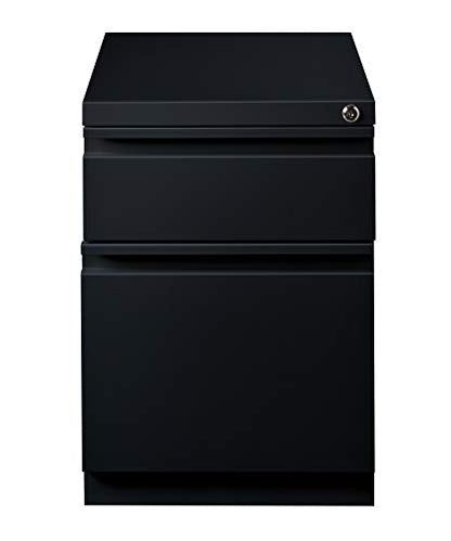 20 Inch Deep Metal Mobile Pedestal File 2 Drawer Box-File with Full Width Pull, for Home and Office, Holds Letter Width Hanging Folders, Black - color: Black