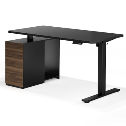 FLEXISPOT EN2 55"x28" Standing Desk Bundle with Storage Cabinet, Black - color: Black Frame + Black Top, size: 55x28 | Cabinet