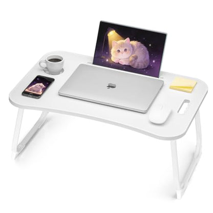 Ruxury Folding Lap Desk Bed Desk Laptop Table Tray, Breakfast Serving Tray, Portable & Lightweight Mini Table for Sofa Couch Floor - White - color: White