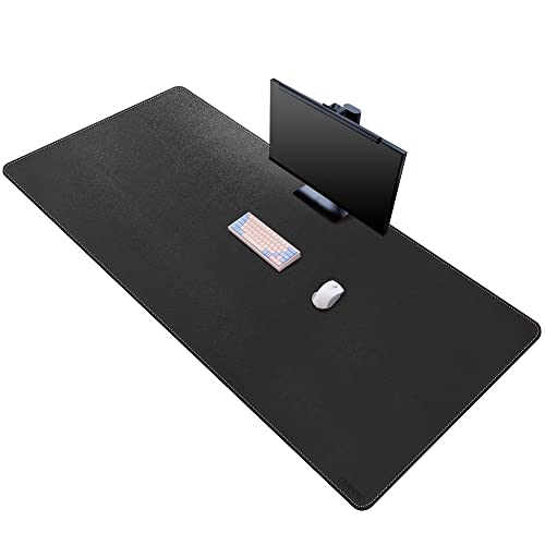 CENNBIE Leather Desk Mat, 63" x 31.4", Large Desk Pad Protector Black - color: Black, size: 31.4" x 63"
