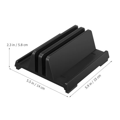 Adjustable Black Laptop Vertical Stand Dual Slot Desktop Holder Workspace Organizer for Office Desk