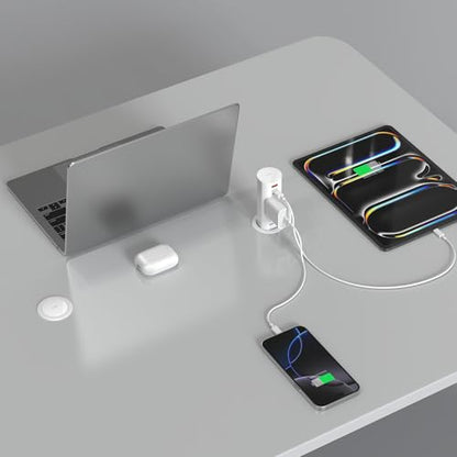 Pop Up Outlet for Countertop,Recessed Power Strip Table Outlet,Power Grommet in Drawer Outlet,Furniture Flush Mount for Desktop,20W USB C (White, 6.5FT)