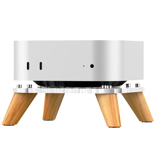 Wooden transparent Mac Mini M4/M4Pro Stand Bases, macmini 2024 Computer host Vertical Dock Holder, Storage Racks Ventilation holes on the bottom for better heat dissipation-AJM4-4