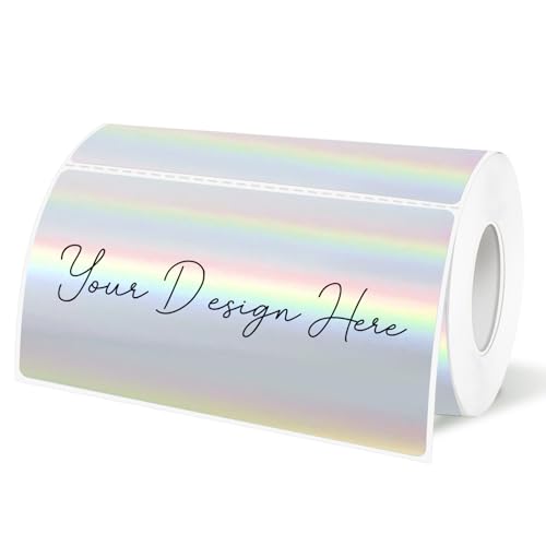 2x4 Inch Holographic Thermal Labels, Silver Direct Thermal Stickers Label, Self-Adhesive Glitter Thermals Printer Sticker Labels, Perforation Line Design- 200Pcs/ 1 Roll - color: Holographic Silver, size: 2*4 inch