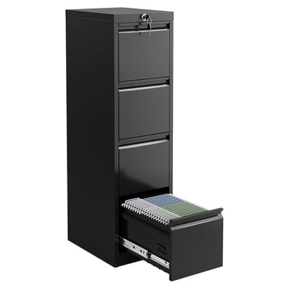 4 Drawer File Cabinet with Lock, Vertical Filing Storage Cabinet, Metal Filing Cabinets, Steel Lockable Storage Cabinets for Home Office, Legal/Letter Size File - size: 4 Drawer