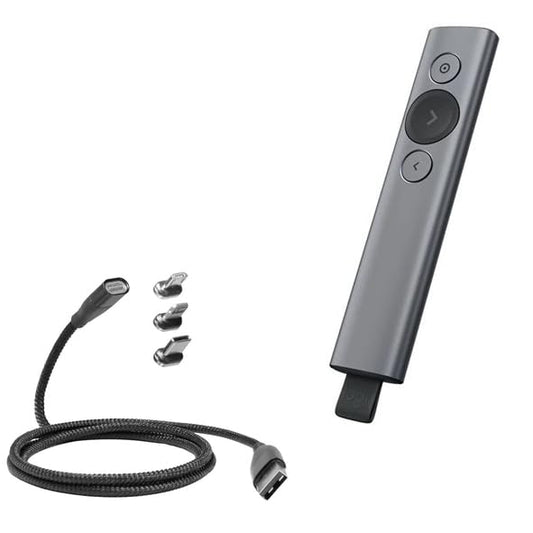 BoxWave Cable Compatible with Logitech Spotlight Presentation Remote - MagnetoSnap PD AllCharge Cable (100W), Magnet Charging Braided USB Type-C Micro - Jet Black