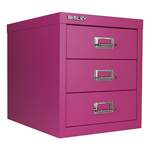 Bisley 3-Drawer Steel MultiDrawer Cabinet - Fuchsia - color: Fuchsia, size: 3 Drawer
