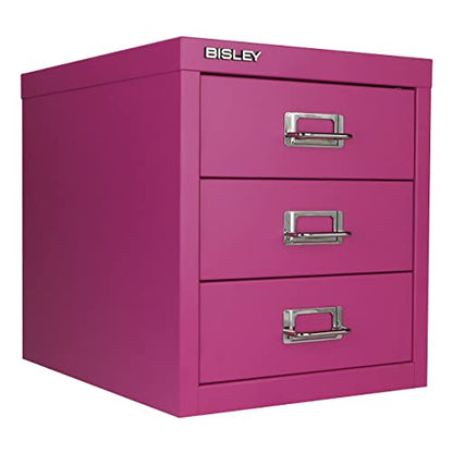 Bisley 3-Drawer Steel MultiDrawer Cabinet - Fuchsia - color: Fuchsia, size: 3 Drawer