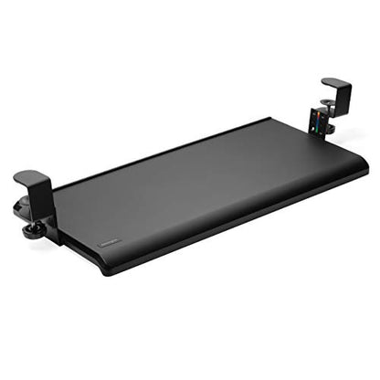 Kensington Clamp-On Keyboard Tray, Under Desk Keyboard Drawer with Cable Management, Ergonomic Smartfit Slide-out Height Adjustable Keyboard Holder, Black 13.3"x32.4"x2.4" K55407WW | SmartFit slide-out drawer, cable management, height adjustable, ergonomi