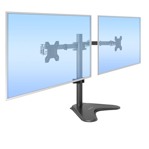 Mount-It! Dual Monitor Stand, Premium Adjustable Desk Mount for Two 13–32 Inch Screens up to 17 lbs Each, Full Motion Swivel Tilt Rotate Height Adjustable Arms, VESA 75x75 100x100, Steel Base