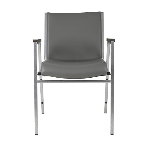 Flash Furniture Hercules Vinyl Stack Chair with Arms, Gray - color: Gray Vinyl, size: Set of 1