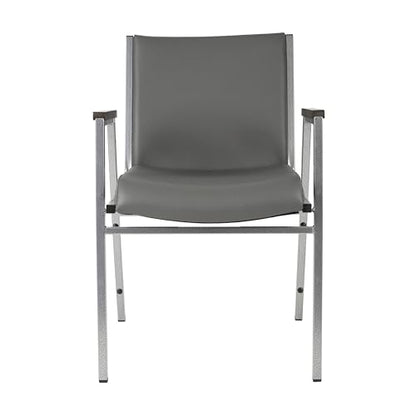 Flash Furniture Hercules Vinyl Stack Chair with Arms, Gray - color: Gray Vinyl, size: Set of 1