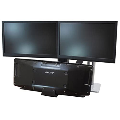 Ergotron – WorkFit-A Dual Monitor Standing Desk Converter, Sit Stand Workstation for Tabletops – Level Keyboard Tray - style: Level Keyboard Tray