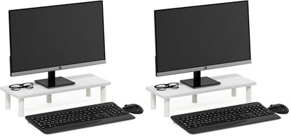 Furinno Turn-N-Tube Monitor Riser Stand, White/White (Pack of 2) - color: White/White, size: Rectangle (Pack of 2)