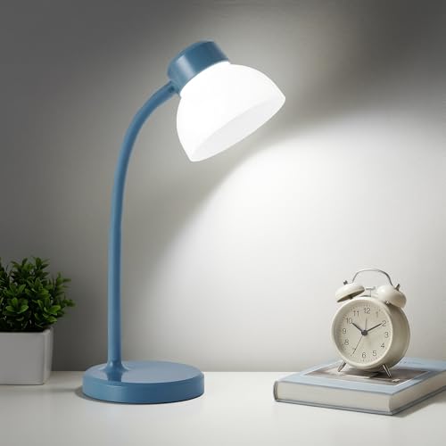 Desk Lamps for Home Office,Small LED Reading Lamp,5000K Eye-Care Desk Light | Desk Lamps for College Dorm, Kids Study Table, Bedroom , Flexible Gooseneck, Compact Small Table Lamp, Space-Saving Design - color: Blue
