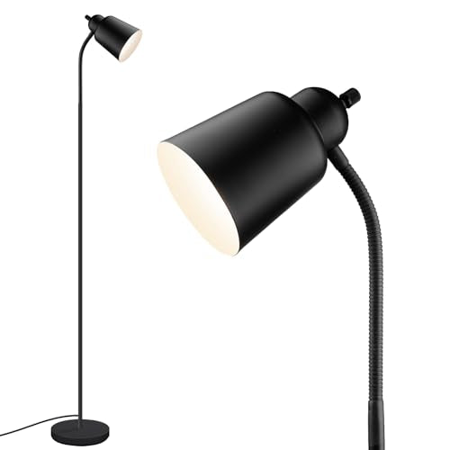 LALISU Floor Lamp, Industrial Floor Lamps for Living Rooms & Bedrooms | Rustic Farmhouse Reading Floor Lamp, Adjustable Metal Heads Task Lighting for Living Room Office Home Décor (All Black) - color: All Black