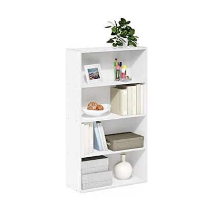 Furinno PASIR Book Shelf, 4-Tier Bookshelf, Bookcase with Open Shelf, 9.4 x 23.6 x 41.7, for Living Room, Bedroom, Home Office, White - color: White, size: 4-Tier