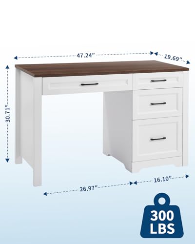 Garvee Brown Farmhouse Executive Desk with File Cabinet & Storage Drawers, Space-Saving Small Home Office Desk for Bedroom - color: Brown