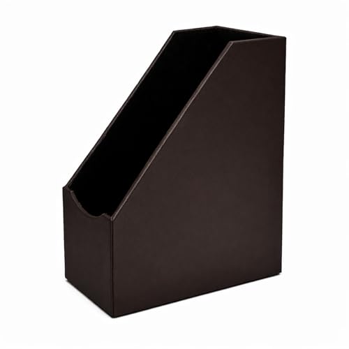 UnionBasic Magazine File Holder - Office Leatherette Desktop Document File Folder Journals Organizer Racks, Coffee, 1-piece - color: Coffee