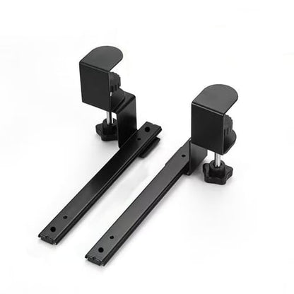 C-Clamp Mount Bracket for Under Desk Keyboard Tray, 2 Pack Black | Replacement, No Drill Steel Clamp Set, Adjustable Keyboard Drawer Support Brackets