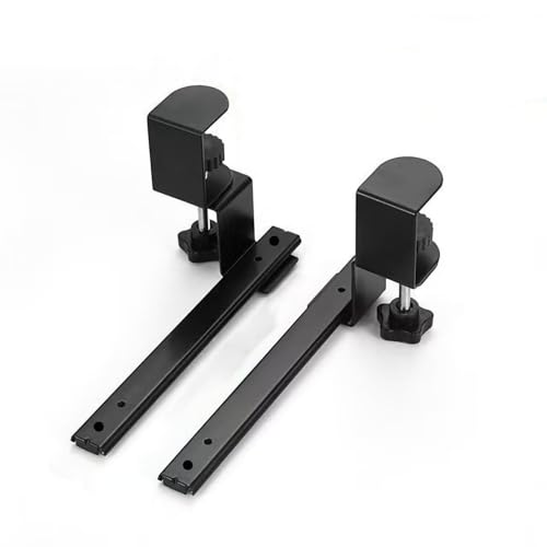 C-Clamp Mount Bracket for Under Desk Keyboard Tray, 2 Pack Black | Replacement, No Drill Steel Clamp Set, Adjustable Keyboard Drawer Support Brackets
