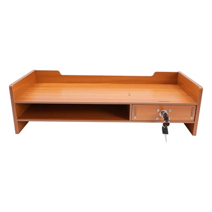 Wooden Computer Monitor Stand Riser Laptop Monitor Riser for PC Screen, iMac, Desktop Wooden Screen Monitor Stand Riser with 3 Drawers for Home Office Desk Organizer, Monitor Stand with Storage