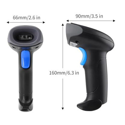 Wireless Barcode Scanner 1D QR Scanner Wireless Handheld Laser Bar Code Reader 3-in-1 with Bluetooth & 2.4G Wireless & USB Wired Works with iPad, Android Phone, iPhone, Laptop-U26 - color: Black-U26