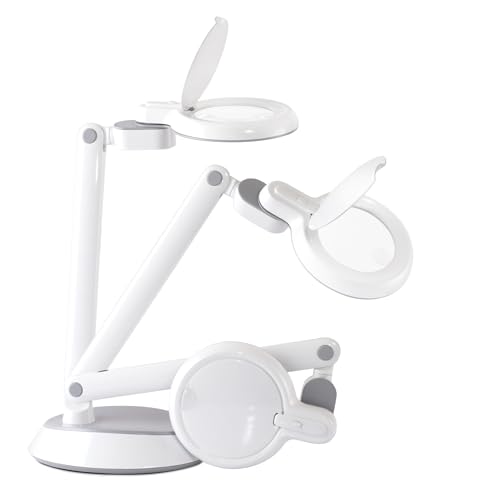 OttLite Space-Saving LED Magnifier Desk Lamp, Optical Grade, White