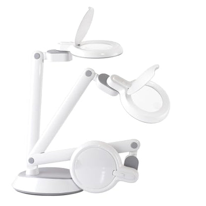 OttLite Space-Saving LED Magnifier Desk Lamp, Optical Grade, White
