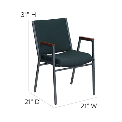 Flash Furniture Hercules Fabric Stack Chair with Arms, Green - color: Green Patterned Fabric, size: Set of 1