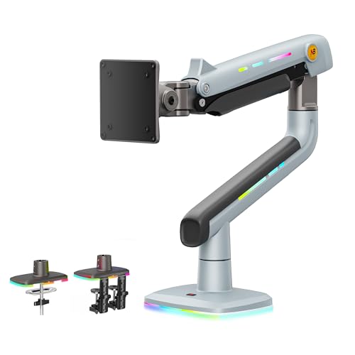 NB Gaming Monitor Arm or for 32 to 60 Inches Screen, Load up to 20 kg, VESA 75/100, RGB-Light, Heavy Duty, Multi Angle Adjustable, Premium Aluminum, Lake Blue - color: Lake Blue