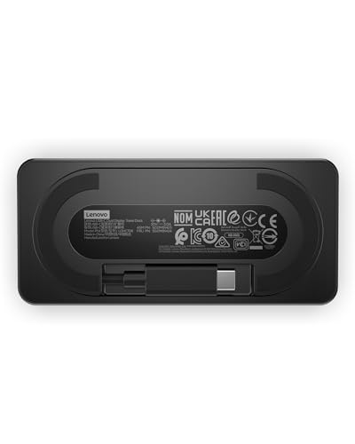 Lenovo USB-C Dual Display Travel Dock w/ 100W Power Adapter - 7 Ports, Integrated USB-C Cable, Universal Compatibility, Dual Displays at 4K - Black - style: USB Dock + Adapter