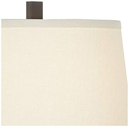 Easley 15" Bronze Plug-In Swing Arm Modern Wall Lamp Light Fixture | Adjustable Cord Matte Brown Dimmable Fabric Drum Shade for Bedroom Bedside Living Room Reading Kitchen
