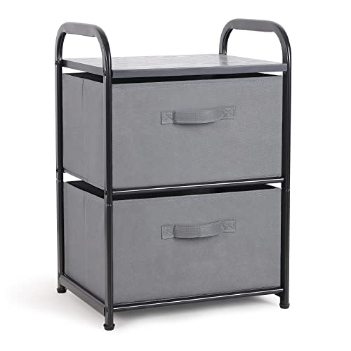 MAX Houser Dresser for Bedroom with 2 Drawers, Dark Grey - color: Grey4
