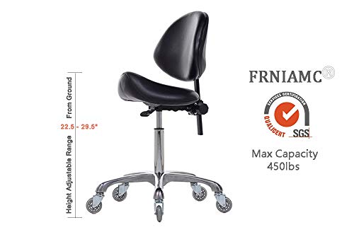Adjustable Saddle Stool Chairs with Back Support Ergonomic for Medical Clinic Studio Salon Office and Home (Black) - color: Black