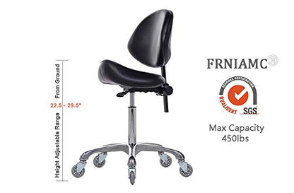 Adjustable Saddle Stool Chairs with Back Support Ergonomic for Medical Clinic Studio Salon Office and Home (Black) - color: Black