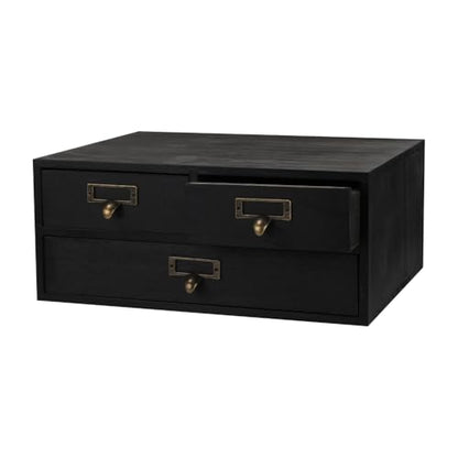 Wooden Drawers Apothecary Cabinet Black Wood Desktop Organizer Box - color: BLACK03