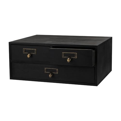 Wooden Drawers Apothecary Cabinet Black Wood Desktop Organizer Box - color: BLACK03